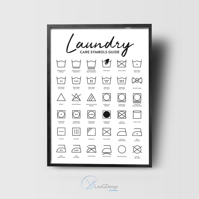 Laundry Care Symbols Guide Printable Laundry Care Symbols Etsy