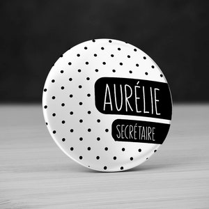 Personalized Black Polka Dot badge. Nurse badge. Wedding Badges. Black polka dot badge. Personalized EVJF badge. Business Badge