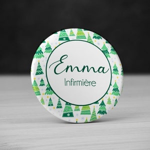 Personalized Christmas Tree Forest Badge. Christmas Name Badge. Personalized Christmas Badge.