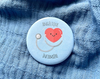 Personalized heart badge. Pharmacy profession badge. Personalized healthcare worker badge.