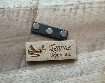 Personalized Pharmacy wooden badge. Pharmacist badge. Pharmacy job badge. Wooden badge with personalized first name.