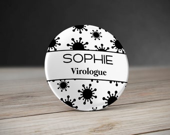 Virus Nurse Badge. Pharmacy Job Badge. Personalized Caregiver Badge