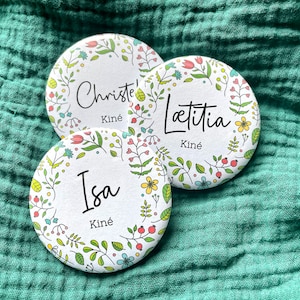 Personalized flower crown badge. Nurse badge. Wedding badges