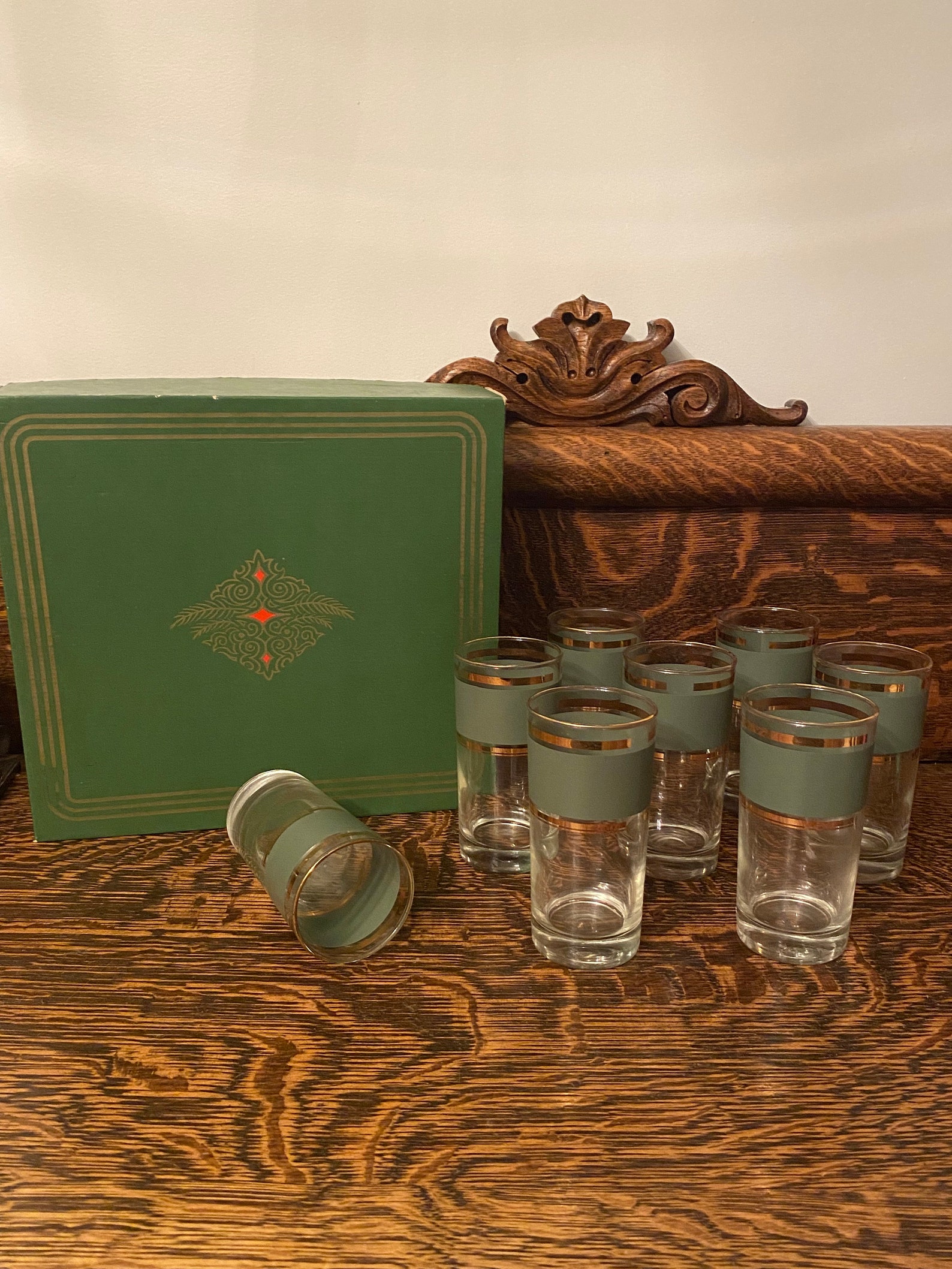 Rare MCM Glasses TST Heritage Celadon Tumbler Drinking Glasses Set of ...