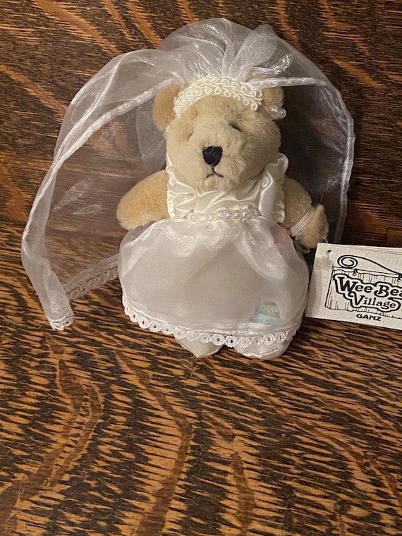 Vintage Ganz Wee Bear Village Small Plush Teddy Bear Bride Bear Etsy UK