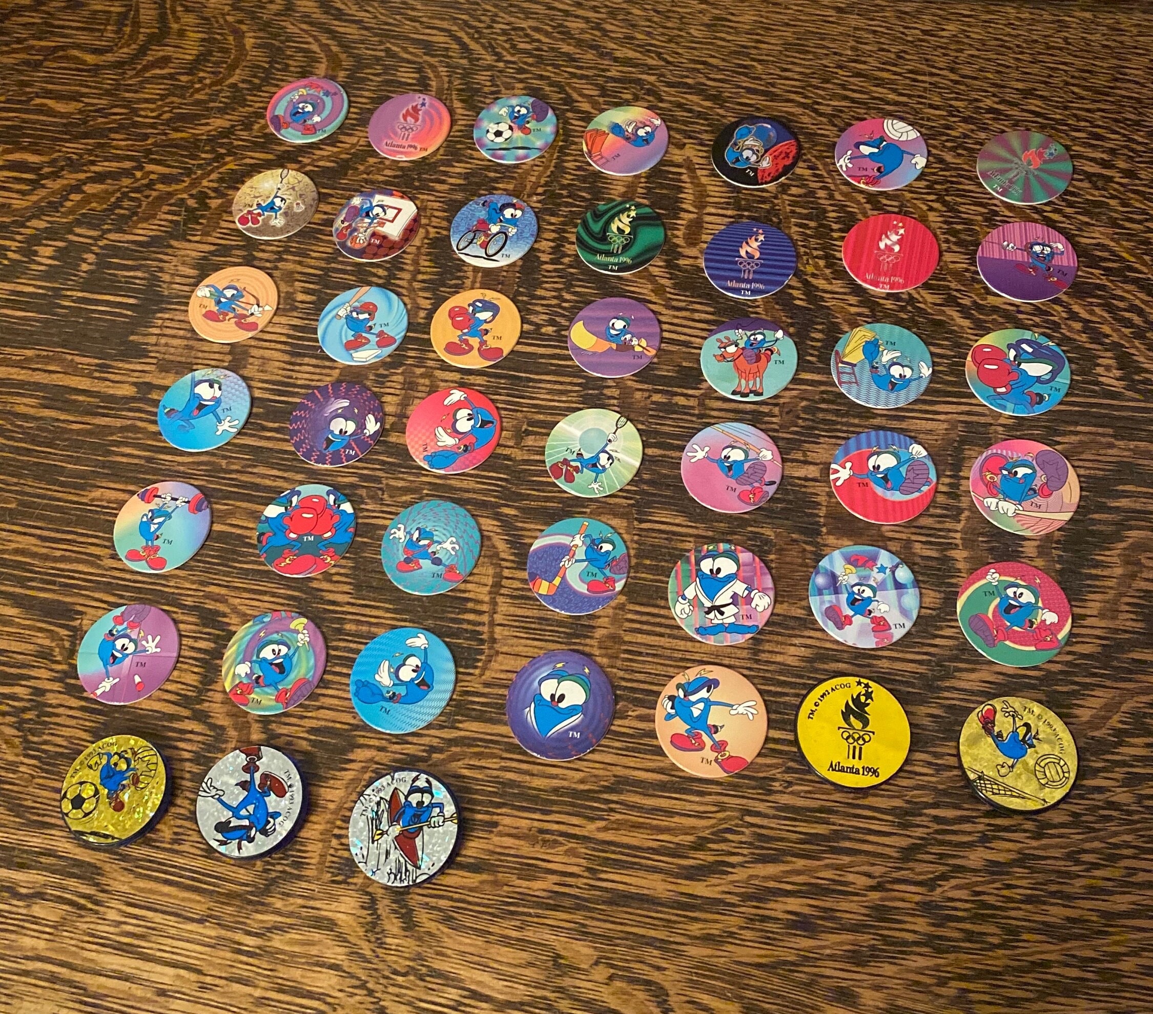 1996 Atlanta Olympics POGS Fun Caps Full Set of 40 + Extras
