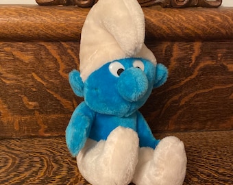 Peluche de Pitufo vintage de 1979 de Peyo Ganz Bros. Los Pitufos