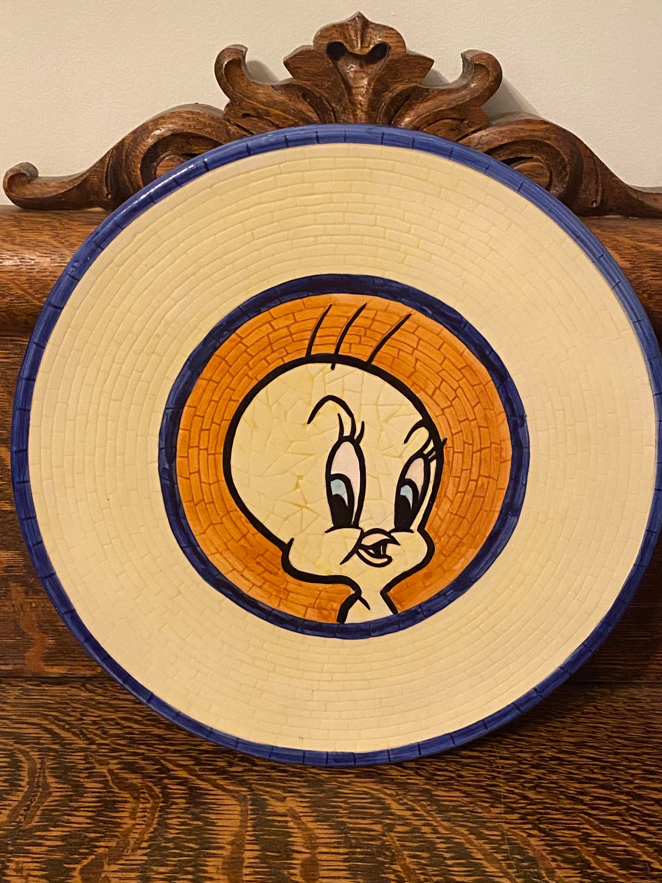 1995 Tweety Bird Plate Warner Bros Looney Tunes Mosaic Ceramic