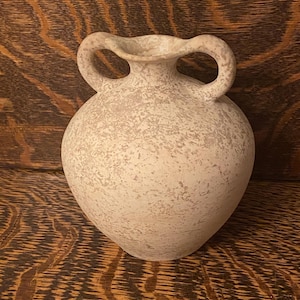 Vintage Vetus Italian Terracotta Vase Bathhouse Style Double Handle Speckled Vase Vetus Siena Italy