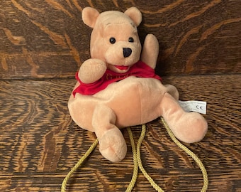 Mochila vintage de peluche de Winnie The Pooh con cordón para niños pequeños