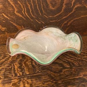 Murano Glass Italian Centrepiece Decor Pastel Rainbow Bowl