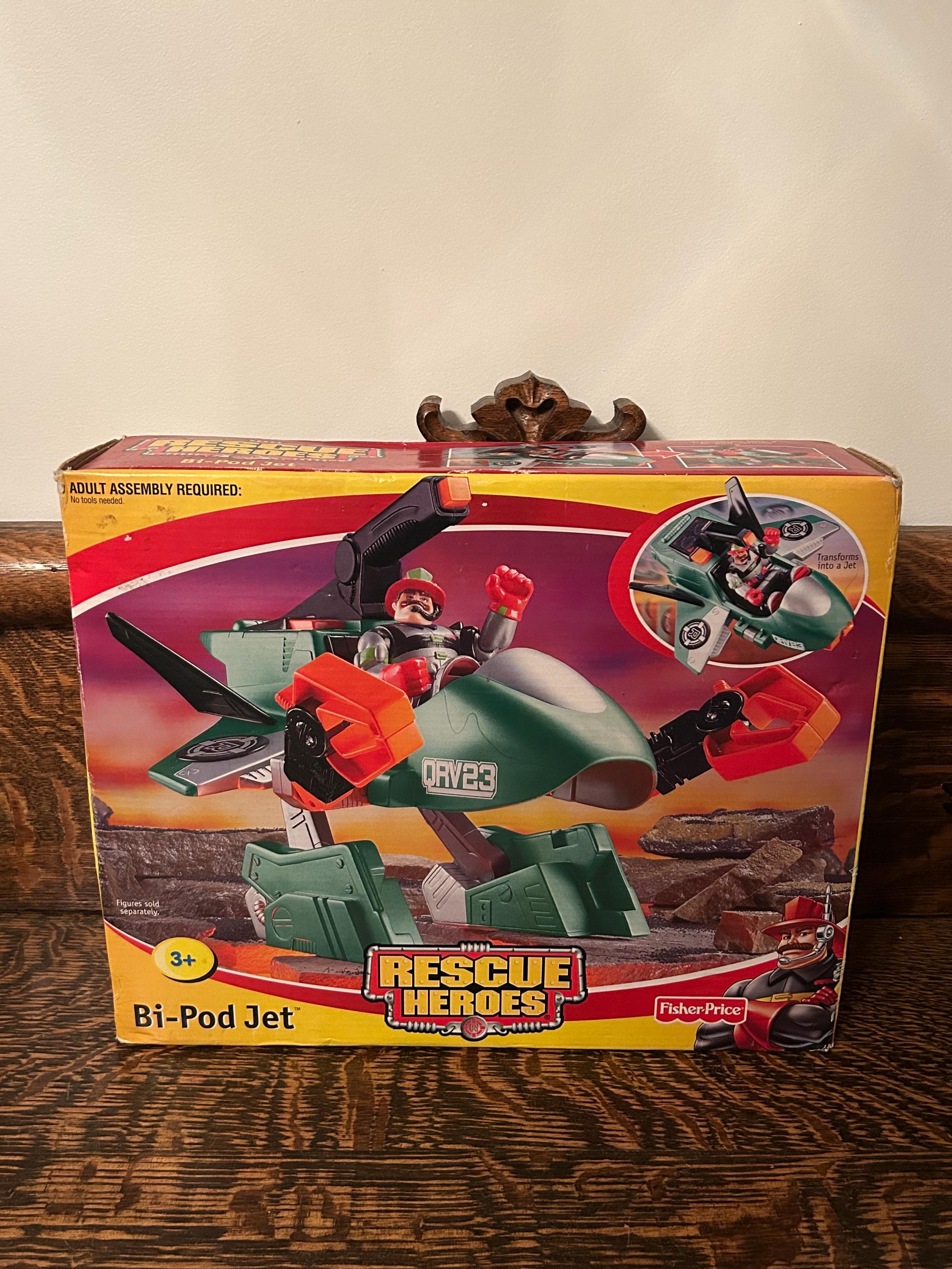 Rare Vintage Rescue Heroes Bi-pod Jet 2003 Mattel Fisher Price