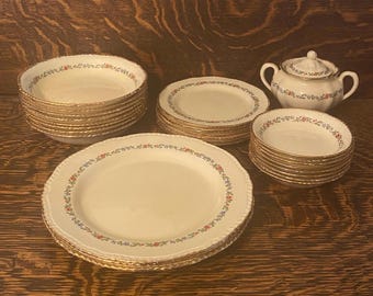 Antique Ridgway Pattern 302 England Dinnerware Dessert Bowls, Soup Bowls, Bread & Butter Plates, Dinner Plates, Sugar Dish