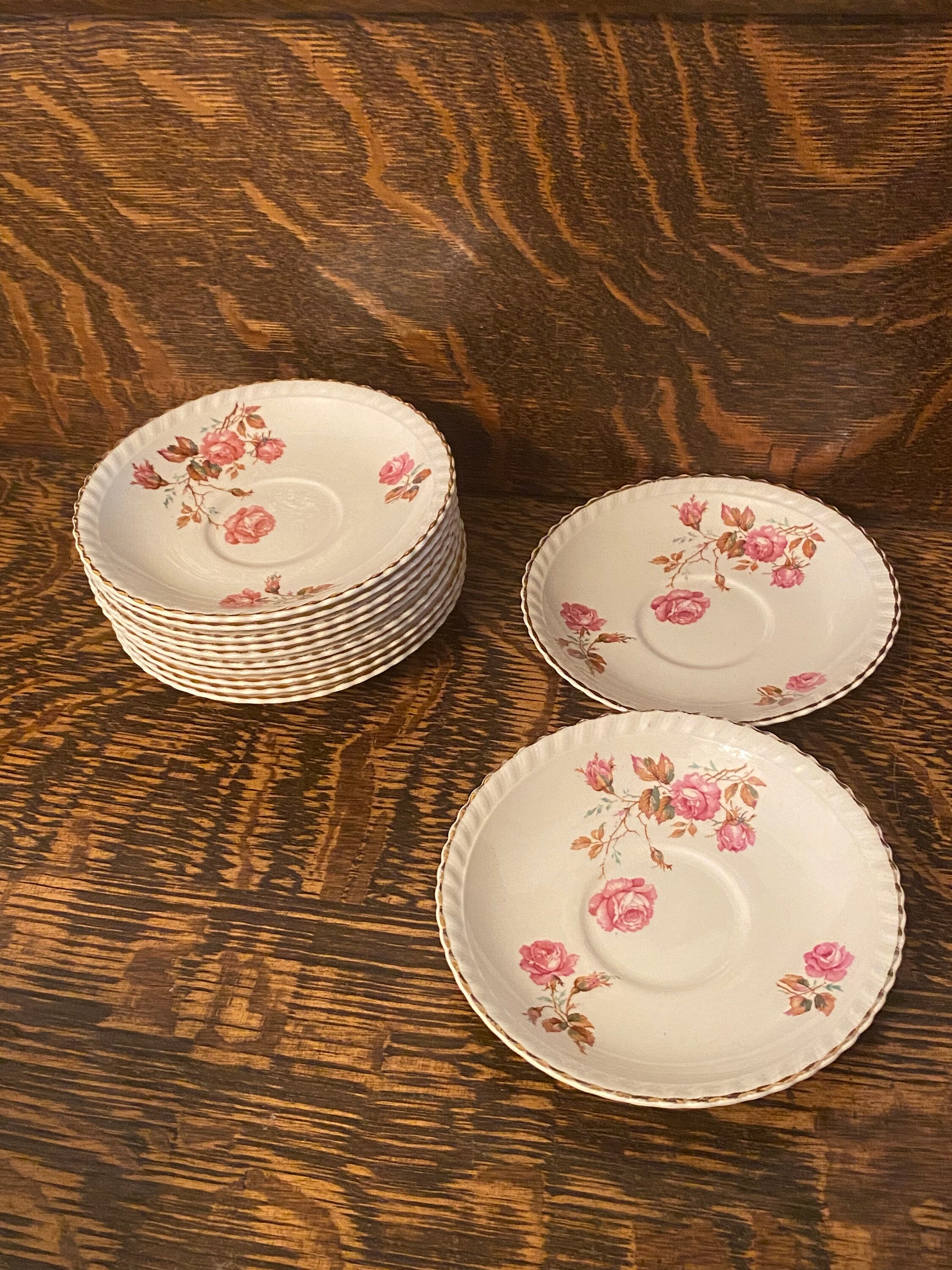 Antique Johnson Bros Miniver Rose 29 Piece Set 12 Small Plates 12