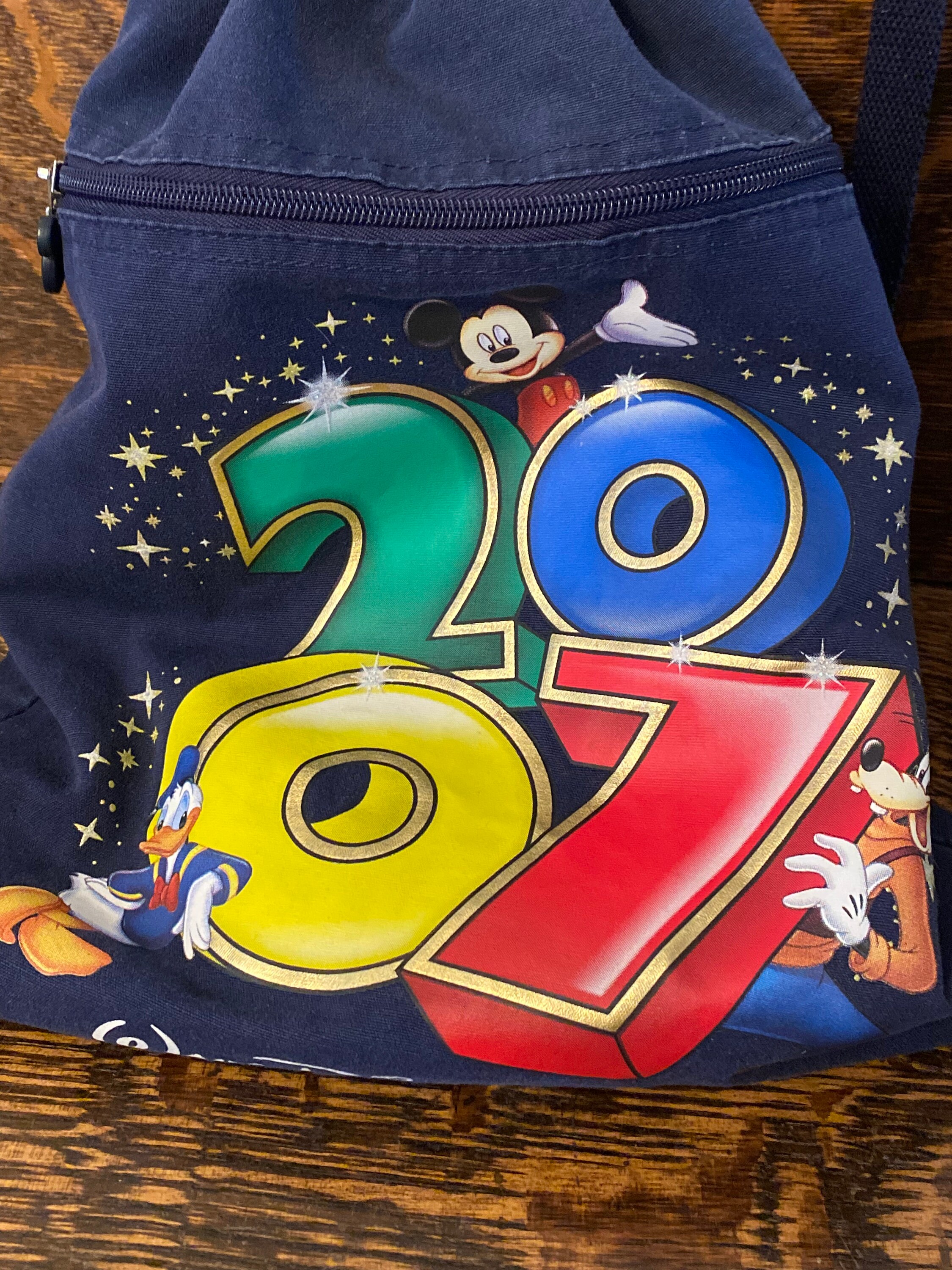 Disney World Vintage Inspired Mickey Mouse Hoodie Style Drawstring Backpack NEW 2026 Disney Mickey Minnie & Friends Cinderella Castle  main image 3