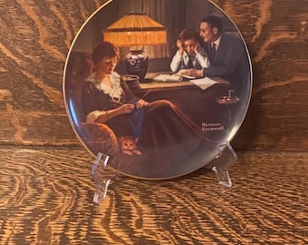 Vintage Norman Rockwell Plate “Father’s Help” Rockwell’s Light Campaign Series - 8.5” D Plate - 1984 Edwin M Knowles Fine China