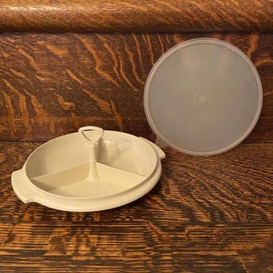 Vintage Tupperware Condiment Caddy - Serving Tray - Tupperware Suzette - Food Storage Container With Lid