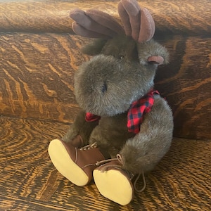 Vintage Hallmark Cards Lumberjack Moose Plush Weighted Plush Moose