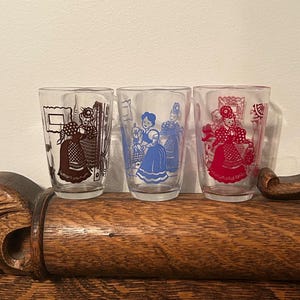 Vintage Kraft Swanky Swigs Barware - Mini Juice Tumblers - Drinking Glasses - Hazel Atlas Glass