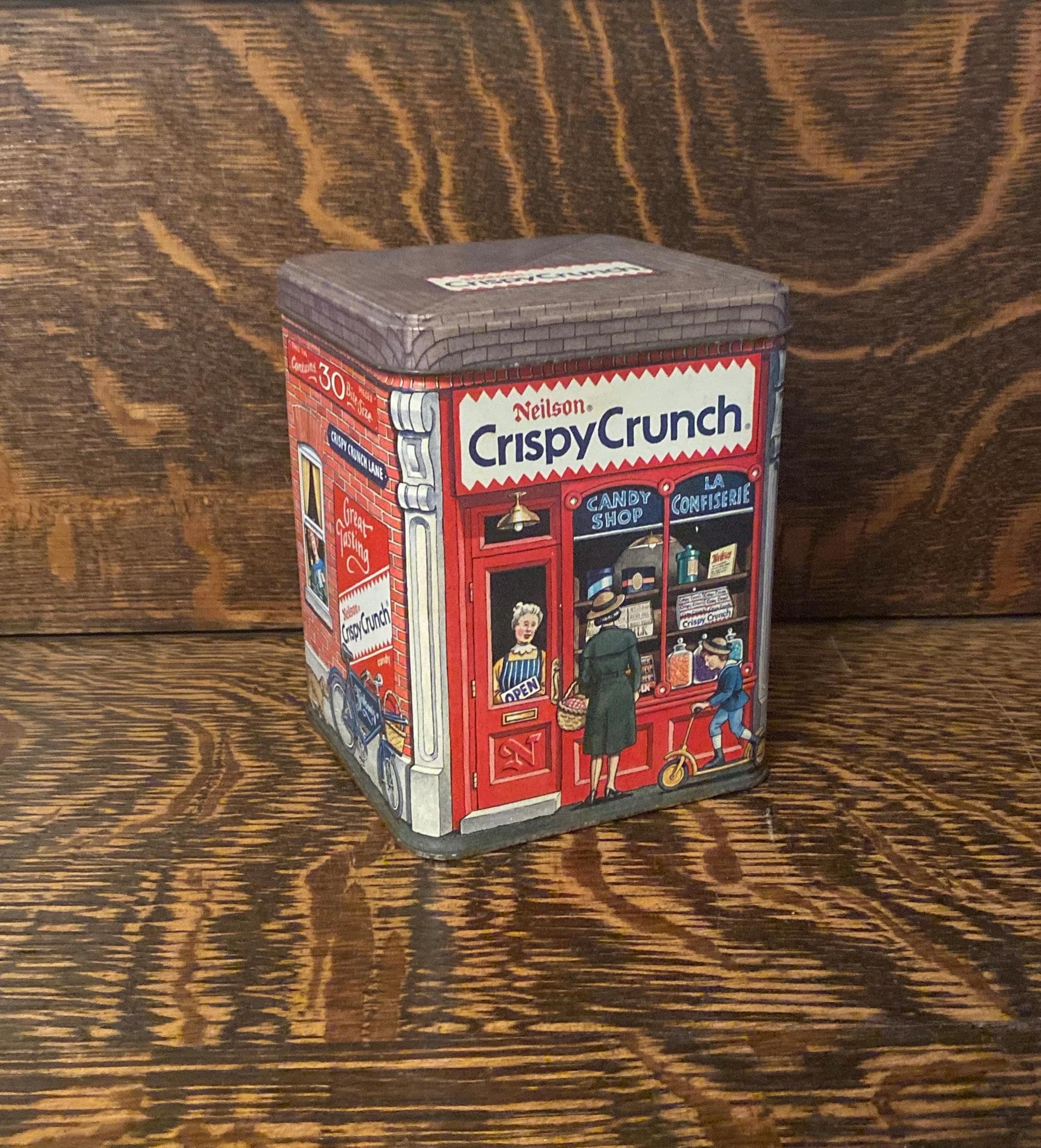 Vintage Neilson Crispy Crunch Chocolate Tin Canister 90's Metal