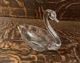 ヴィンテージガラスの白鳥の小物皿 - Etsy 日本
