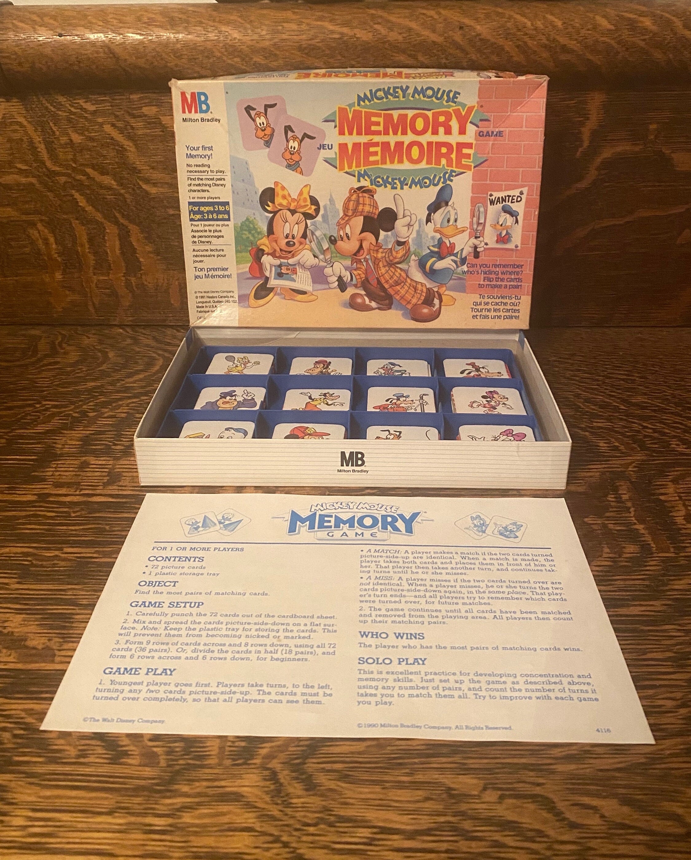 Vintage Disney Memory Game 1990 Mickey Mouse Memory Game Milton