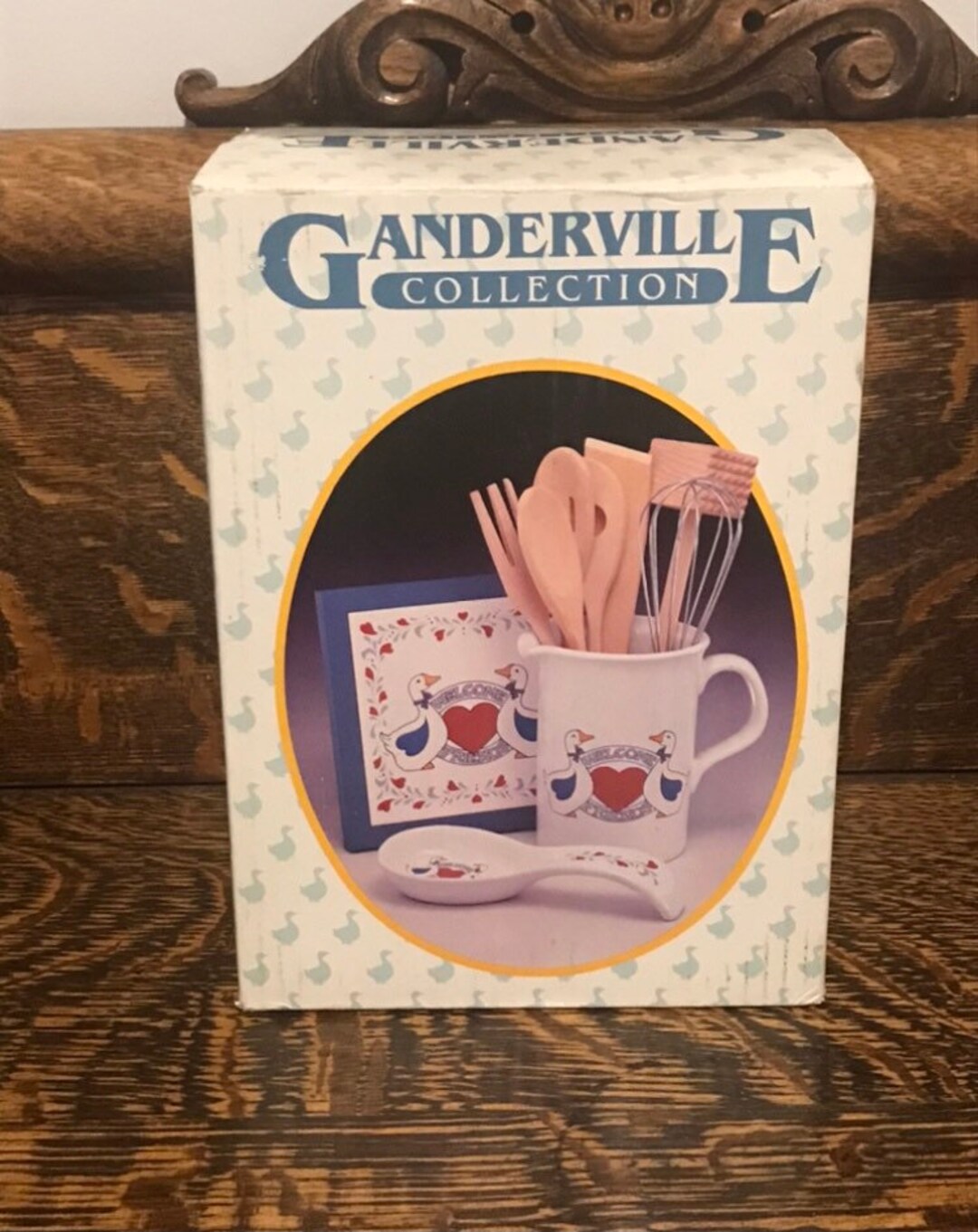 Vintage Country Goose Kitchen Set 10 Piece Countertop Ceramic & Wood