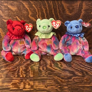 Vintage TY Beanie Babies Birthday Bears July Bear - August Bear - September Bear 2001 TY