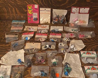 Vintage Kitsch Plastic Toy Eyes, Glass Eyes, Plastic Stuffed Animal Noses & Doll Parts