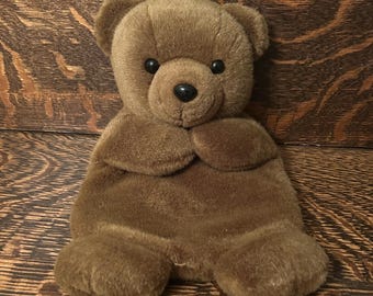 Vintage Hot Water Bottle Cover Brown Teddy Bear Plush