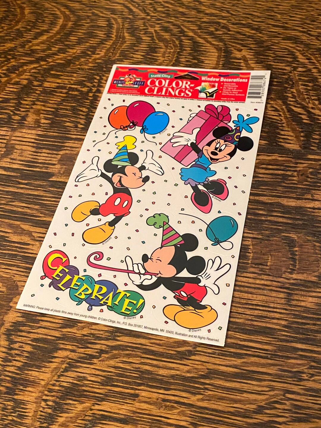90s Disney Mickey Mouse Window Cling Removable Stickers Vintage ...