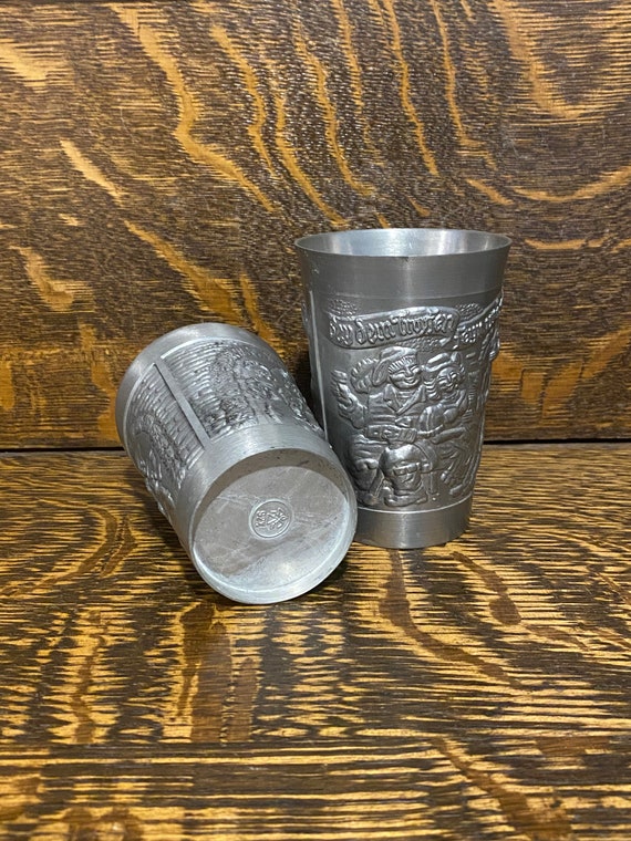 Vintage Pewter Rein Zinn BFM Cups - West Germany Pewter Cup Set of
