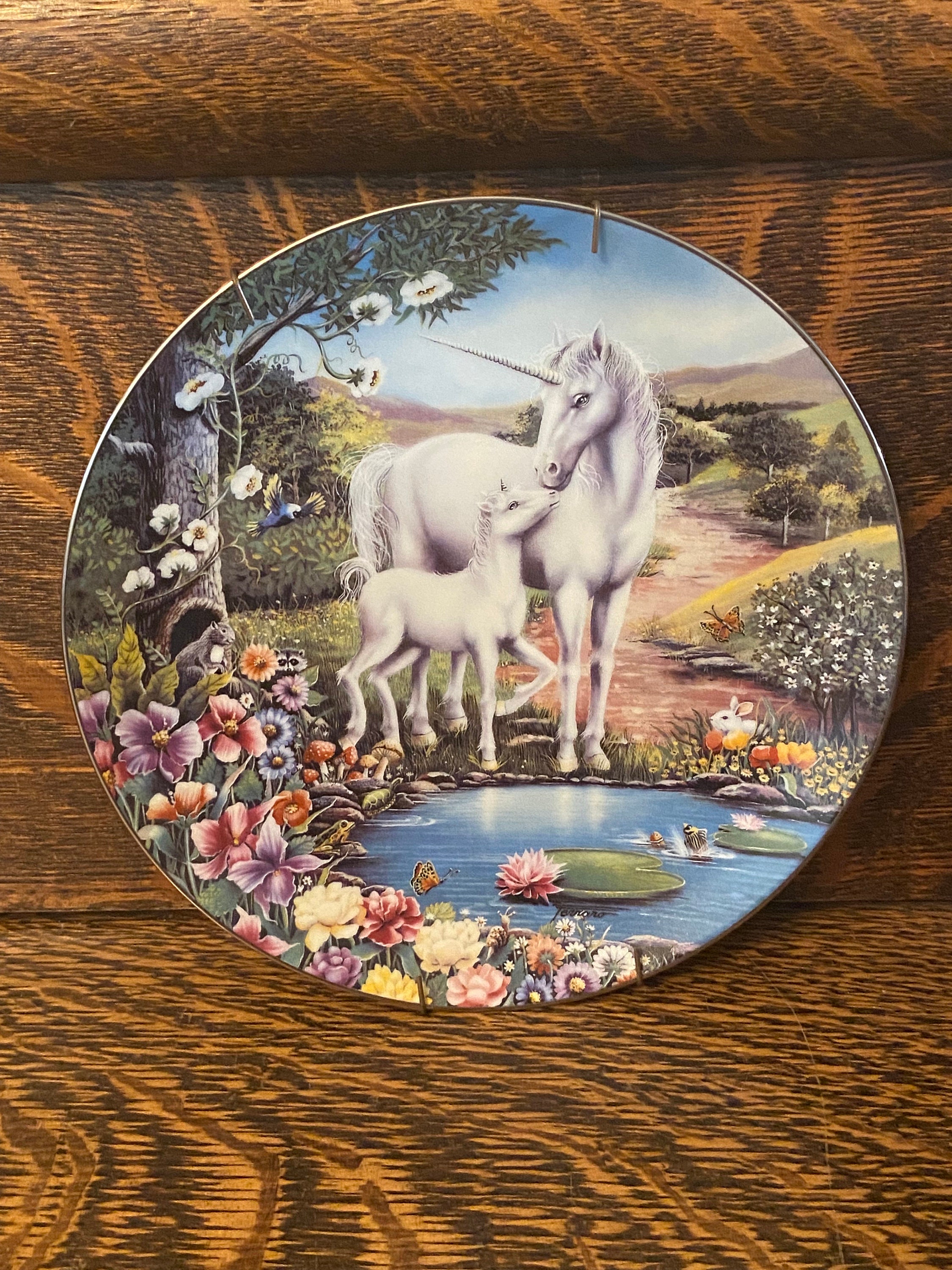 ROCKIN' CREW UNICORN 1988 プレート Porcelain Unicorn Plate “the Magic Begins” 1993 the Bradford