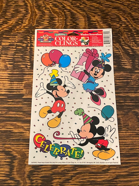 90's Disney Mickey Mouse Window Cling Removable Stickers Vintage