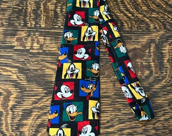 Vintage Disney Men’s Necktie Mickey Mouse By Balancine Hot Cakes Los Angeles California Polyester Tie Mickey, Donald, Pluto & Goofy
