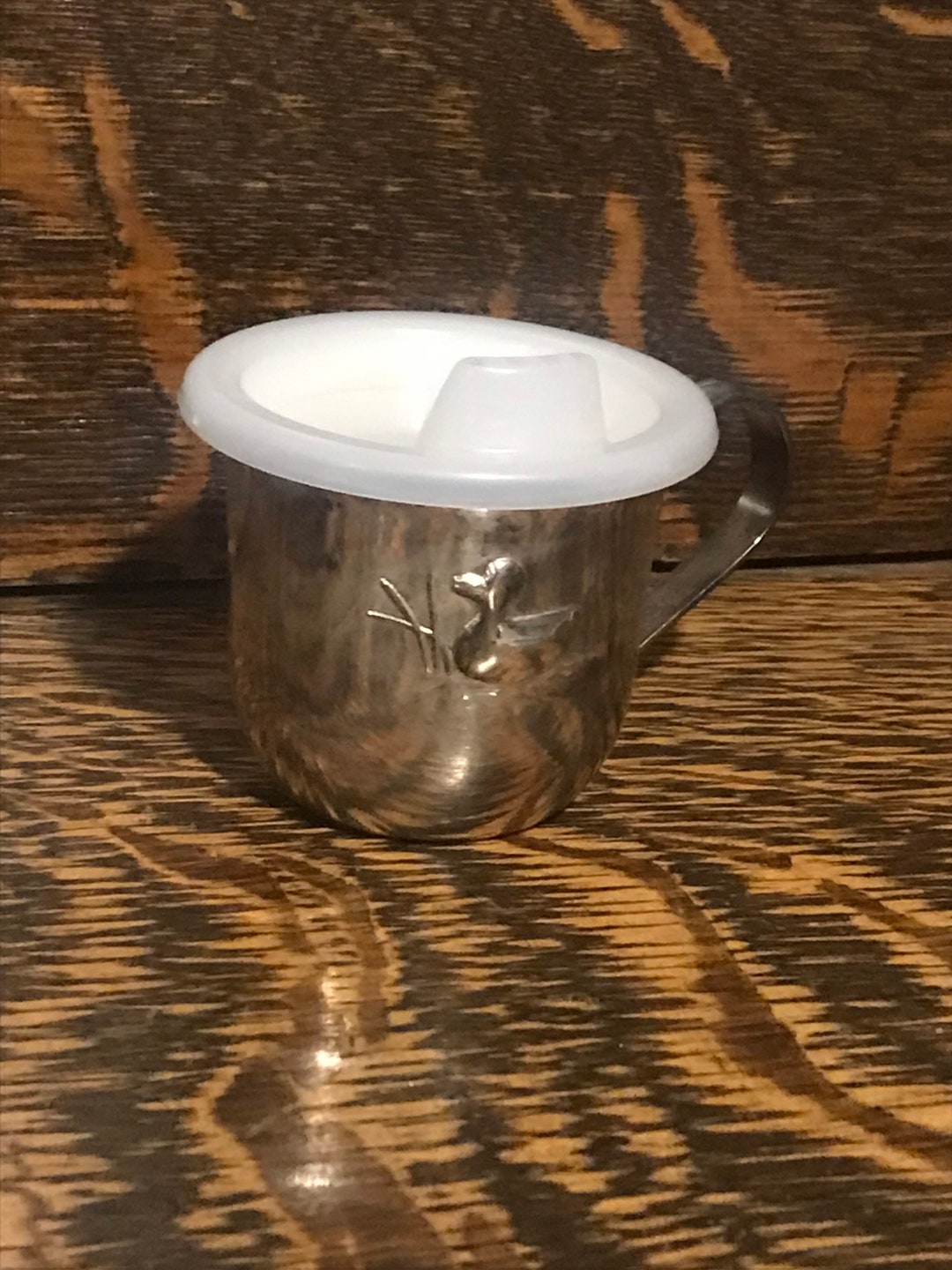 Silver Sippy Cup 1980s Stork Embossed Silver Plated Brass Cup Etsy