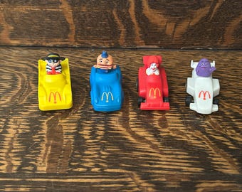 Vintage McDonald’s Turbo Macs Wind-Up Race Cars Happy Meal Collectible Character Toys
