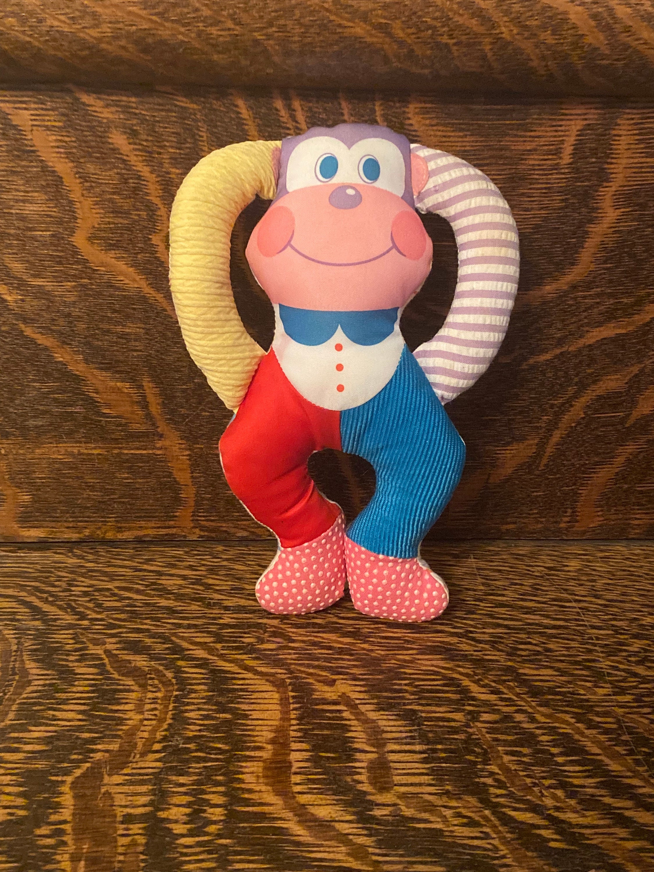 Vintage Playskool Touch Ems Baby Rattle 1985 Plush Monkey Rattle Etsy UK