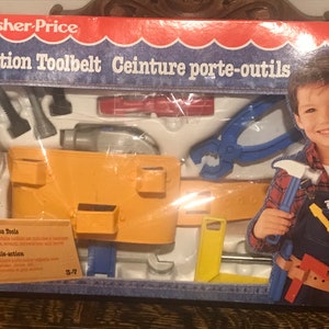 Retro Fisher Price Action Toolbelt CIB 90’s Pretend Building Handy Tool Kit