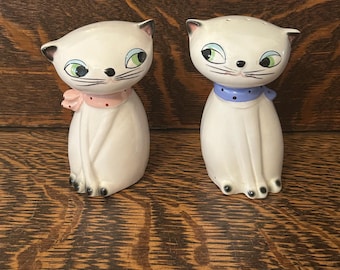Vintage 1958 Holt Howard Cat Salt Pepper Set/ 1950s Salt Pepper