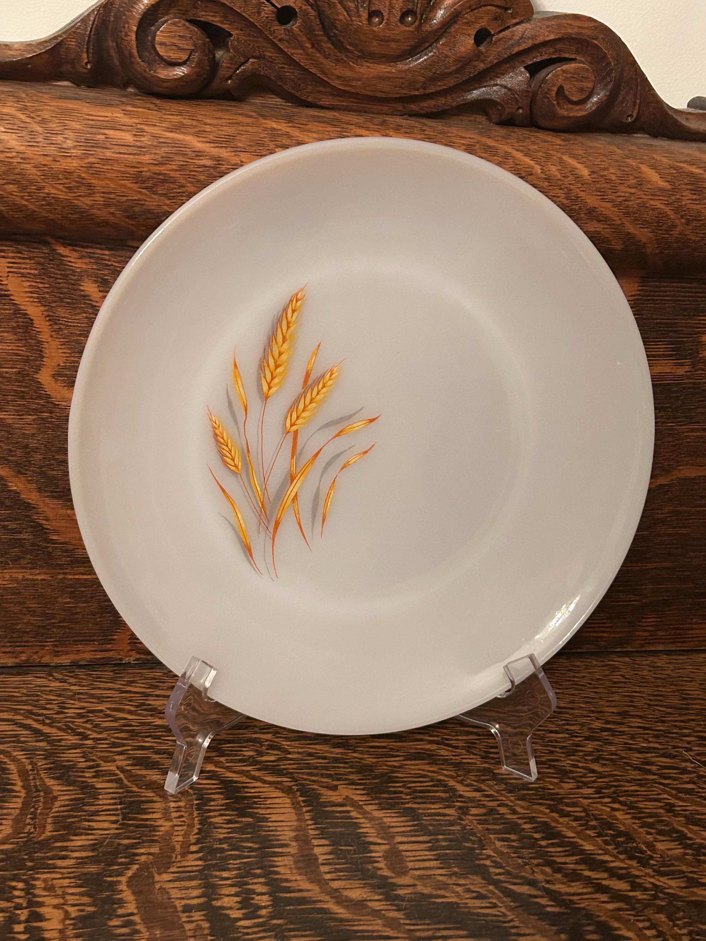 Vintage Fire-king Wheat Pattern Milk Glass 10” Plate Anchor