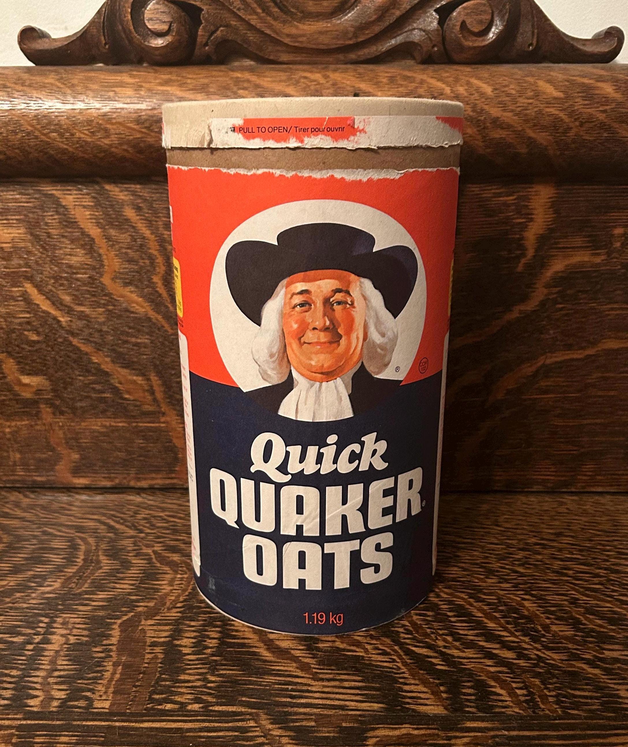 Vintage Quaker Quick Quaker Oats Paper Canister Farmhouse Decor