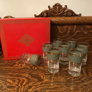 Rare MCM Glasses TST Heritage Celadon Tumbler Drinking Glasses Set of ...