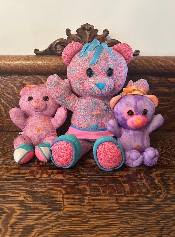 Vintage Doodle Bears Plush Lot of 3 2005/2007 Draw & Colour on