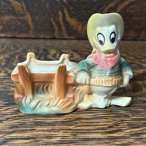Vintage 60er Jahre Walt Disney Donald Duck Keramiktopf Cowboy Donald Miniature Indoor Planter Pot