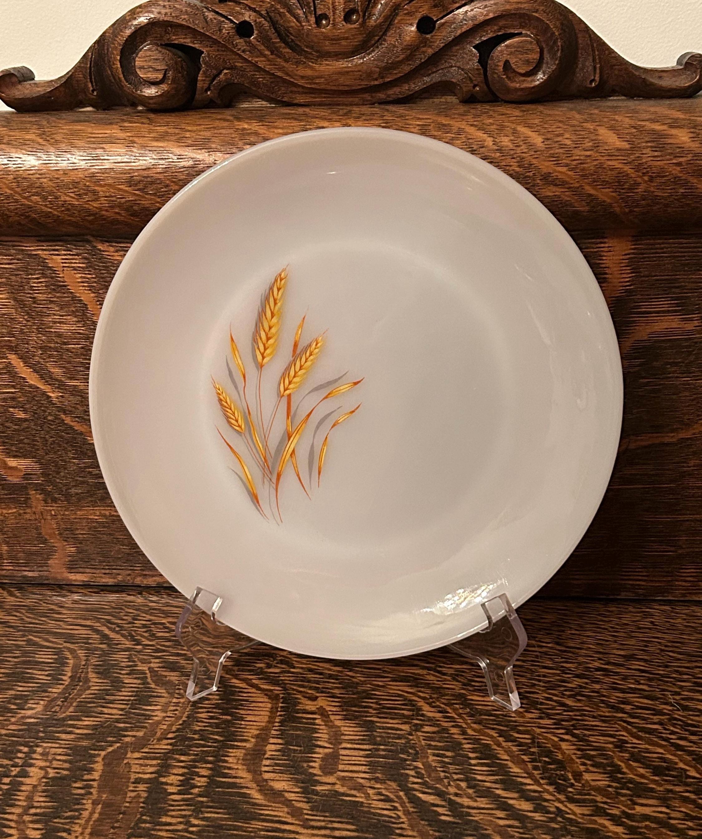 Vintage Fire-king Wheat Pattern Milk Glass 10” Plate Anchor