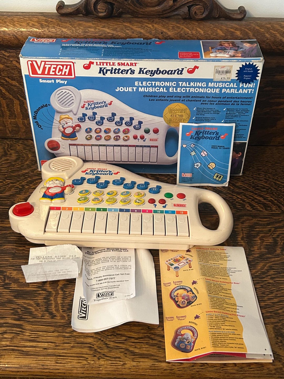 Vintage 1995 Vtech Little Smart Kritter's Keyboard Talking Nursery