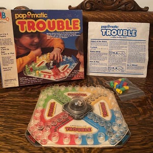 Vintage Milton Bradley TROUBLE Pop-O-Matic Game 1986 MB