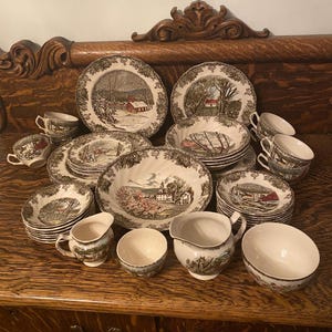 Vintage Johnson Bros “The Friendly Village” Dinnerware Set Pick One/Choose One England Ironstone Hand Engraved Transfer Collectible Dishes