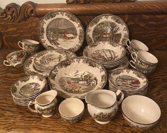 Vintage Johnson Bros “The Friendly Village” Dinnerware Set Pick One/Choose One England Ironstone Hand Engraved Transfer Collectible Dishes